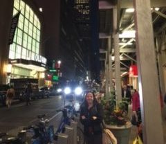 Italian-American, Ms. Lange in front of Empire State Building on Columbus Day