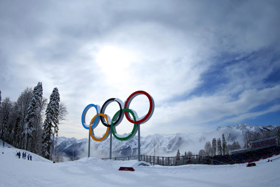 SOCHI, RUSSIA - FEBRUARY 19:  Mist rises behind the Olympic Rings during day 12 of the Sochi 2014 Winter Olympics at Laura Cross-country Ski &amp; Biathlon Center on February 19, 2014 in Sochi, Russia.  (Photo by Julian Finney/Getty Images)