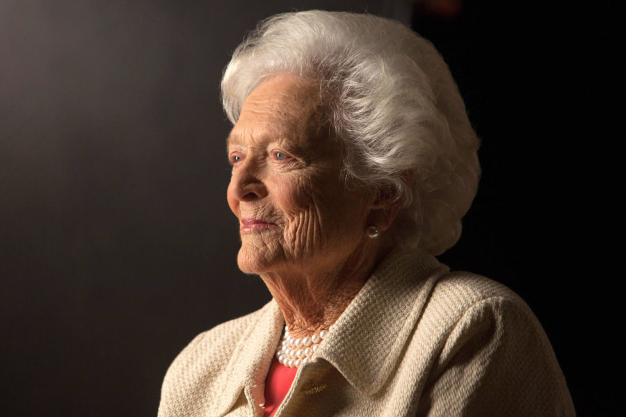 COLLEGE STATION, TX -- OCTOBER 24: Former First Lady Barbara Bush is interviewed for 'The Presidents' Gatekeepers' project about the White House Chiefs of Staff at the Bush Library, October 24, 2011 in College Station, Texas. (Photo by David Hume Kennerly/Getty Images).