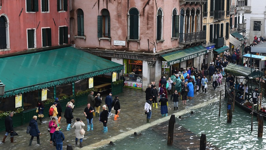 Venice Landmarks Flooded