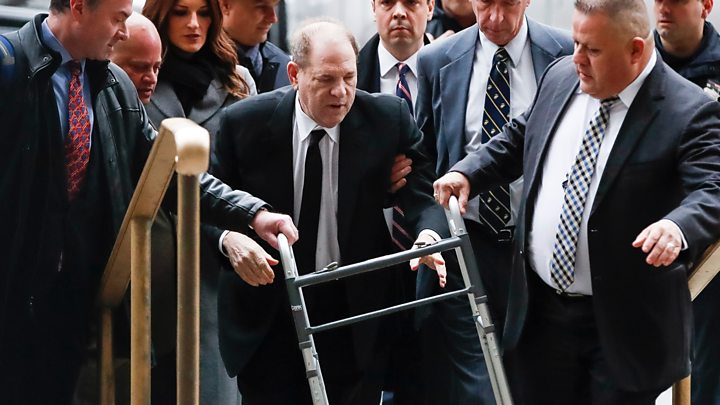 Producer Harvey Weinstein arriving to court (Photo from BBC)