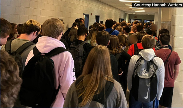 Hannah Watters, a student at North Paulding High School in Dallas, Georgia, took a photo of packed halls on the first day of school. Watters was suspended after the photo went viral