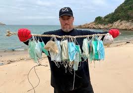 All these masks were found on a beach in Hong Kong