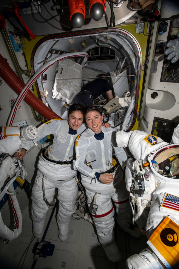 Astronauts Christina Koch and Jessica Meir both completed the first all-female spacewalk, Christina was in space for 328 days and Jessica was up there for 204 days.