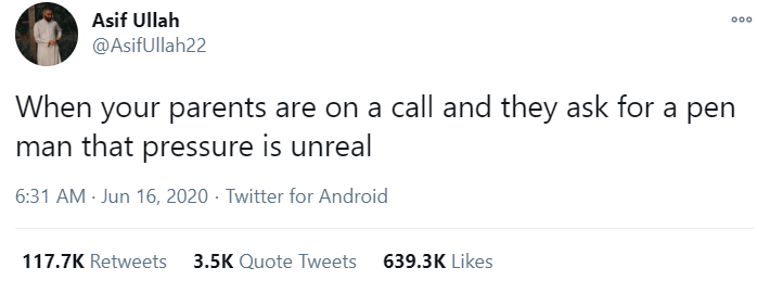 Twitter once again proves somehow we have all lived the same childhood. When your parents are on the phone and ask you to get a pen, the entire call falls into your hands. You race to get a pen, hoping it isn't one of the ones someone put back despite it not working, and scurry to give it to your parent. They start writing everything they needed to remember from the call, and mission accomplished. You are officially child of the year. 