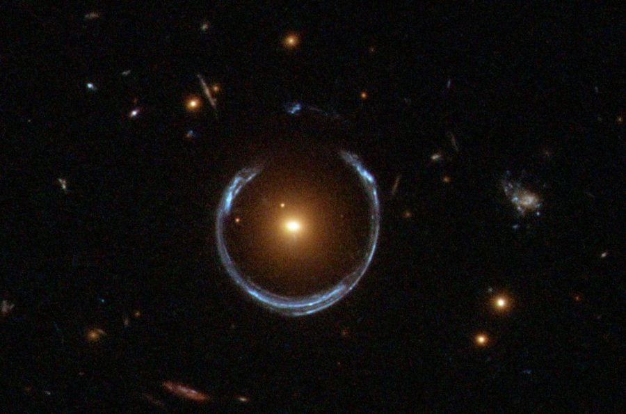 Telescope image of the largest Einstein Ring discovered, GAL-CLUS-022058s