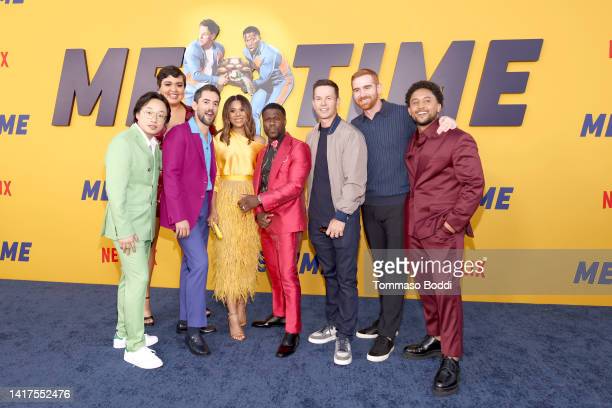 LOS ANGELES, CALIFORNIA - AUGUST 23: Jimmy O. Yang, Ilia Isorelys Paulino, Luis Gerardo Méndez, Regina Hall, Kevin Hart, Mark Wahlberg, Andrew Santino and Tahj Mowry attend the Netflix 'ME TIME' Premiere at Regency Village Theatre on August 23, 2022 in Los Angeles, California. (Photo by Tommaso Boddi/Getty Images for Netflix)