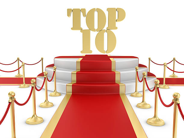 3d render. Red carpet to podium  isolated on a white background.