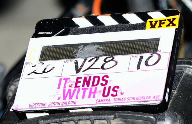 JERSEY CITY, NJ - JANUARY 12: View of the clapper is seen on the set of 'It Ends with Us' on January 12, 2024 in Jersey City, New Jersey.  (Photo by Jose Perez/Bauer-Griffin/GC Images)