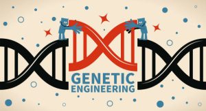 Genetic engineering vector art illustration.
Genetic engineering, GMO and Gene manipulation concept.