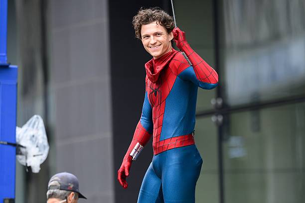 GLASGOW, UNITED KINGDOM - AUGUST 3: (UK OUT) Tom Holland is seen on the set of 'Spider-Man: Brand New Day' on August 3, 2025 in Glasgow, Scotland. (Photo by MEGA/GC Images)