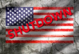 A US flag with texture shutdown dramatic.