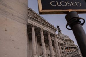 A closed sign in front of the US Capitol in Washington, DC. Photographer: Anna Rose Layden/Bloomberg