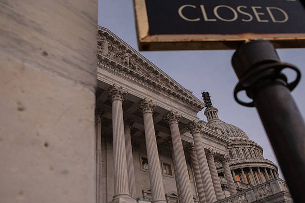 A closed sign in front of the US Capitol in Washington, DC. Photographer: Anna Rose Layden/Bloomberg