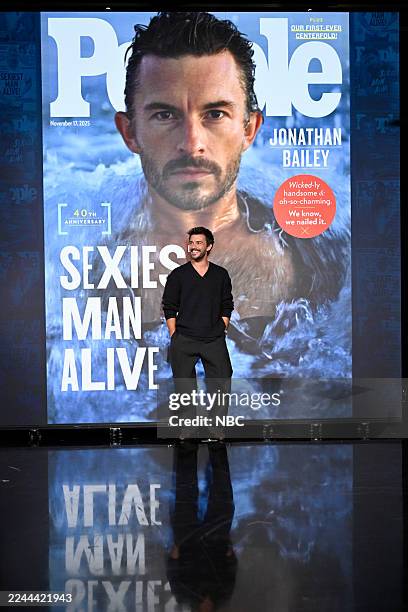 THE TONIGHT SHOW STARRING JIMMY FALLON -- Episode 2207 -- Pictured: "People's Sexiest Man Alive" Jonathan Bailey arrives on Monday, November 3, 2025 -- (Photo by: Todd Owyoung/NBC via Getty Images)